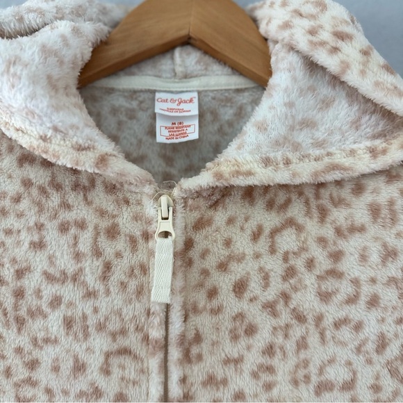 Girl's Cat & Jack Plush Pajamas Animal Print w/ Hoodie - Picture 6 of 12